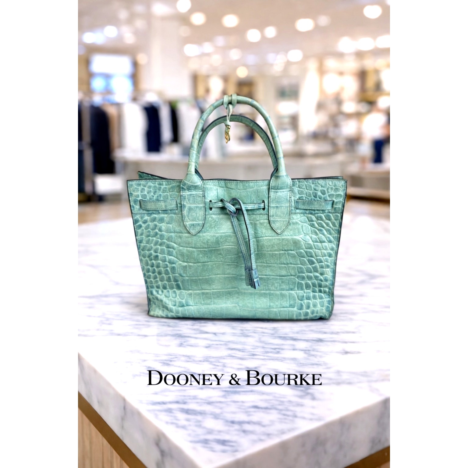Dooney & Bourke Green Crocodile Embossed Shoulder Bag